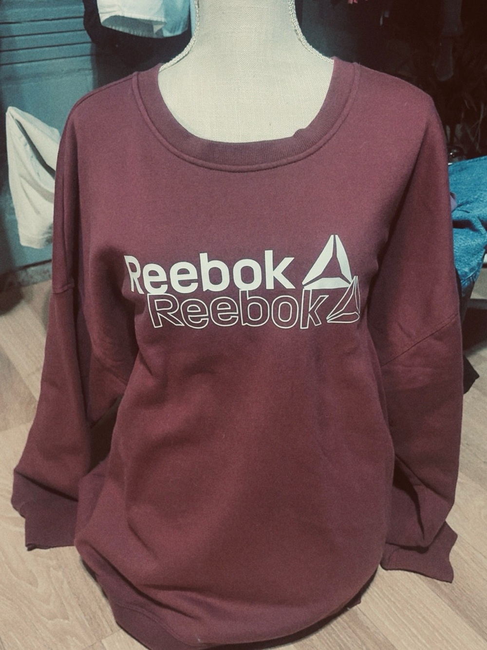 Reebok Women's Scoop Crewneck Sweatshirt - Maroon with White Logo